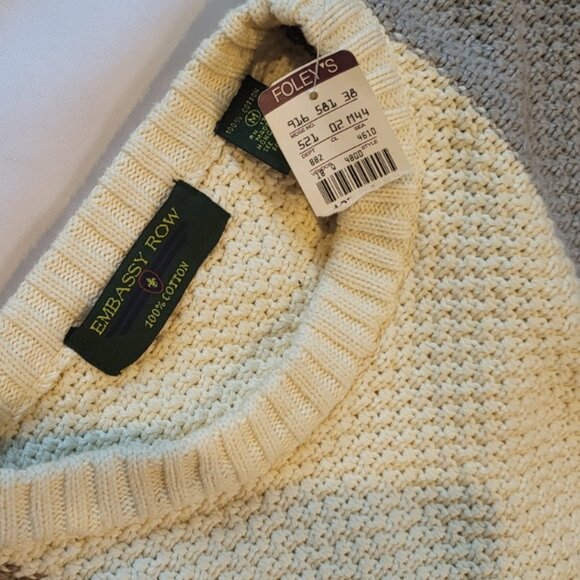 Embassy Row Heavy Knit Crew Neck Sweater Vintage Cozy Neutral Preppy Sz M NWT - Picture 7 of 12